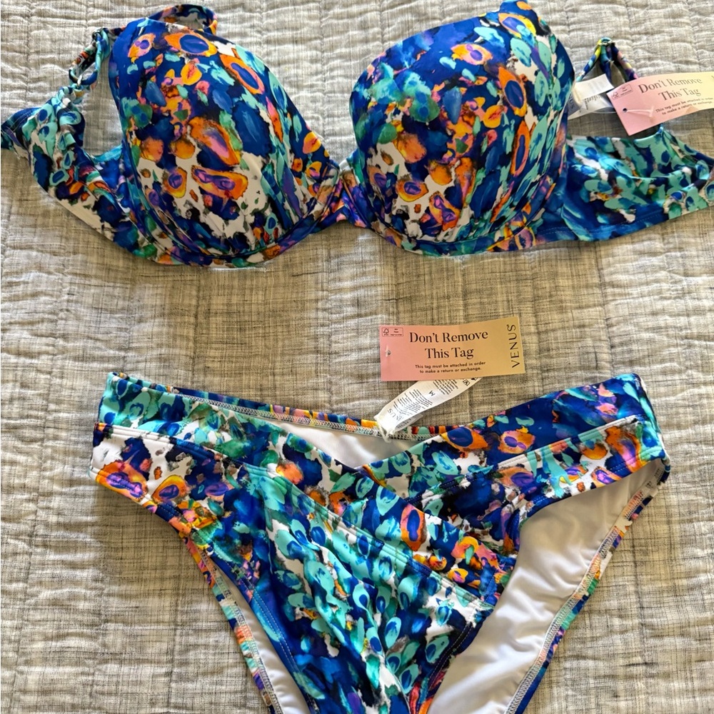 VENUS Blue and Green Bikini Set Swimwear